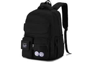 VASCHY Plecak dziecięcy, śliczny plecak dla dziewcząt, tornister szkolny, torba na książki dla podstawowych uczniów średnich, nastolatków, dzieci, na podróż, z przezroczystą kieszenią na przypinki,