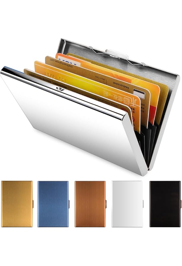 Porte-cartes Métallique RFID - 10 Compartiments - Protection Anti-vol NFC - Argenté