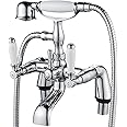 Traditional Bathtub Mixer Tap,Luckyhome Victorian Bath Shower Mixer Tap with Hand Held Shower
