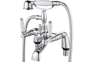 Traditional Bathtub Mixer Tap,Luckyhome Victorian Bath Shower Mixer Tap with Hand Held Shower