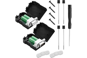 YACSEJAO 1 Coppia Connettore Breakout DB9 RS232 D-SUB 9 pin porta maschio+femmina seriale adattatore senza saldatura connettore terminale modulo segnale con custodia (A, Bullone lungo)