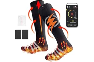 ALLILUYAA Ogrzewane skarpety z akumulatorem, 2 x 3,7 V, 5000 mAh, możliwość ponownego ładowania, ogrzewane skarpety, sterowanie aplikacją, skarpety grzewcze dla kobiet i mężczyzn, z 4 stopniami regulacji