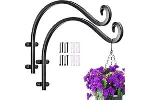 WUUOOEI Support Mural pour Plantes à Suspendre, 2 Pièces Crochet de Support pour Plante, Support de Panier Suspendu en Fer Forgé, Suspension Crochet Plante, pour Jardin Balcon Lanterne Plants Déco, Noir