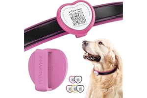 PawView QR Code Dog Tags UK -Personalized Pet ID Tag with NFC Waterproof Silicone Heart Dog Tag for Lost Pet Recovery - No GPS Needed, No Subscription Fees（Rose Red）
