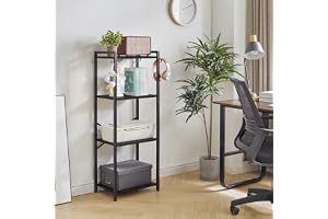 YMYNY Bokhylla, 4 nivåers förvaringsställ, växtställ, förvaringsställ med stålram, för vardagsrum, kontor, studier, hall, ind