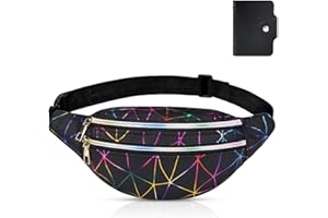 Flintronic Riñonera Mujer Moda Impermeable, Bolsa de Cinturón Moda Cuero de PU, Riñonera Deportiva Viaje Marcha Brillante,para Mujeres Hombres Turismo Deportivo (1*Bolsa de Tarjeta Gratis)