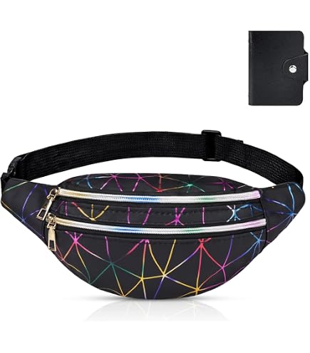 Marsupio Unisex Viola Impermeabile Con Cerniere Iridescenti - 3 Scomparti, Cinghia Regolabile, Borracollo 2-in-1 Per Festival, Sport E Viaggi