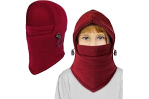 TAGVO Sturmhaube Winter Kinder 4-10 Jahre, Antistatisch Warm Fleece Skimaske mit Kordelzug, Atmungsaktiv Elastizität Balaclava Nackenwärmer Hals Gaiter für Jungen und Mädchen Outdoor-Aktivitäten