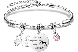 COEROW 26 Lettere Iniziali Braccialetti Di Cavallo"Solo Una Ragazza Che Ama i Cavallo"Braccialetto Di Cavallo Per Le Donne Ragazze
