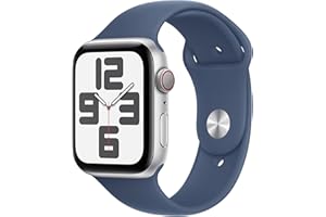 Apple Watch SE (2ª gen.) GPS + Cellular 44 mm Smartwatch con cassa in alluminio Argento e Cinturino Sport Denim - S/M. Tracker per il fitness e il sonno, app Battito, Rilevamento incidenti