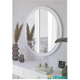 Beyaz Ahşap Dekoratif Yuvarlak Antre Hol Koridor Duvar Salon Mutfak Banyo Wc Ofis Aynası 42 Cm Beyaz