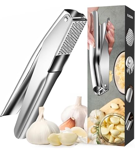 KIMIJO Knoblauchpresse Edelstahl - Spülmaschinenfest & Rostfrei