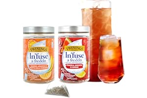 DUE ESSE S.N.C. DI SABATINI ALDO & C. Lot de 2 bocaux de 25 g infusés thé froid à la fraise, angulaire et citron et infusé au mangue, orange et fruit de la passion thé frais 1 filtre en 500 ml d'eau