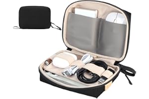 SIMTOP Borsa Organizer Per Cavi Piccola,Compatta Per Accessori Per Laptop, Organizer Per Cavi,Schede SD,ideale per Viaggi,Ufficio e Fotografia,Nero