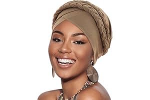 DRESHOW Donna Africane Turbante Pre-Legato Copricapo a treccia Testa Avvolge Cappello Boho Turbante Chemio Cap Elastico Annodato Berretto