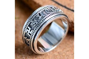 Focisa Ring Ringe Bijouterie Echt 925 Sterling Silber Spinner Ring Vintage Sechs Worte Mantra Herren Siegelringe Punk Schmuck Für Männer