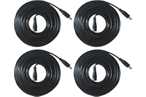 Liwinting 4 Piezas 3 Metros Cable de Extensión 2.1mm x 5.5mm Plug DC Macho a Hembra Conector para Adaptador de Corriente, LED, Cámara CCTV Potencia, Coche, Monitores y Más - Negro