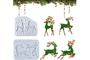 OWNSUN Silikonform Weihnachten,2 Stück Elchform Silikonformen weihnachten,Silikon Weihnachtsformen Epoxidharz Deko Zubehör für Weihnachtsbaumdekoration, Schlüsselanhänger, Seife,Hängende Anhänger