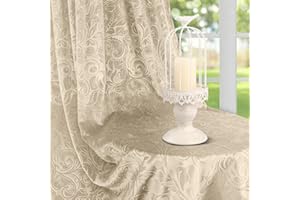 ROSNEK Rideaux Velours, Doux Rideau Occultant Thermiques，Rideaux à Oeillets Élégant d'Isolant UV, Epais Rideau Velours Thermique, Moderne Chambre Maison Dressing, Beige L 132 x H 304 cm, Lot de 2