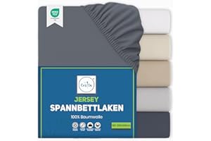 ‎COZITA Cozita Basics Spannbettlaken 180x200cm - 100% Baumwoll Jersey Bettlaken, Öko-Tex Zertifiziert, bis 25 cm Matratzenhöhe – Anthrazit