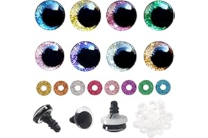 TOAOB THE ONE AND ONLY BABY TOAOB 64 Set Yeux de Sécurité Ronds en Plastique de Poupée en Paillettes Nontissés 8 Couleurs 12mm avec Rondelles pour Marionnettes Artisanat Animaux en Peluche Poupée