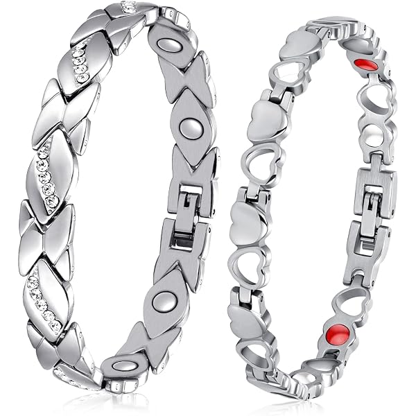 YINOX Bracciale Magnetico Donna Con Super Magneti E Luci Notturne - Acciaio Inox 316L Con Rosa, Regalo Con Scatola - 3
