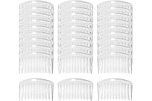Cinaci 30 Pack White Clear Plastic French Hair Side Combs Wedding Brides Veil Slide Small Hair Clips with 23 Teeth DIY Headpieces Bun Holder Grips Barrettes DIY Crafts Hair Accessories for Women Girls