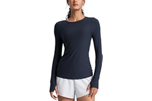CRZ YOGA Camisetas de Entrenamiento de Manga Larga Cloudweight para Mujer Camisas Básicas Ligeras