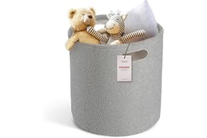 PUTSKA Laundry Basket Hamper – Blanket Fleece Basket for organizing, Décor and Toys, Clothes Hamper – Perfect for Baby and Kids Room, Nursery, Bedroom, Bathroom, Living Room - L, Grey