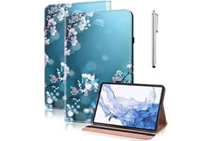 GLANDOTU Coque pour Samsung Galaxy Tab S5e 2019 10.5 Pouces (SM-T720 SM-T725),Étui Housse de Protection Ultra Fin en Cuir PU avec Fonction Support pour Samsung Galaxy Tab S5e -Fleur de Prunier