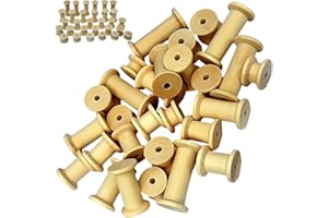 AMAZING ARTS AND CRAFTS LTD 30 Wooden Bobbins Spools Empty Reels Natural Sewing Ribbon Sewing Crafts