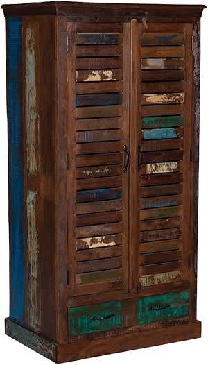 Woodkings® Kleiderschrank Wakefield 2tür, recyceltes Massivholz antik