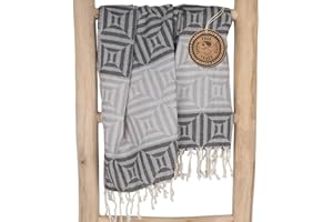 ZusenZomer Hamamtuch XXL Fouta 100x200 - Hamam Badetuch Strandtuch Saunatuch 100% Baumwolle - Damen und Herren - Oeko-TEX - Fair Trade Hammam Tücher (Grau)