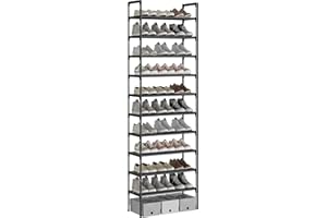 AcornFort® S-5 Étagère à Chaussures à 10 Niveaux, Range-Chaussure, Porte-Chaussure, Conception très Robuste,pour 30 Paires de Chaussures, 56 x 30 x 170 cm, pour entrée, Chambre à Coucher (Noir)