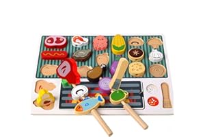 ZILYNHOM Set da Gioco per Bambini, Griglia Giocattolo per Barbecue Finta dai 3 ai 5 Anni, Set di Giocattoli per Cucinare Cibo con Mini Barbecue Montessori