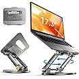LISEN Adjustable Laptop Stand for Desk, Aluminum Foldable Laptop Riser for MacBook Stand for Desk Portable Computer Stand 360° Rotating Laptop Holder fits MacBook Computer All 10-17.3'' Laptops