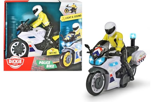 Dickie Toys - Police Motor, Version néerlandaise, à partir de 3 Ans, lumière et Son et Friction