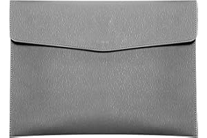 Skyzone Cartera de Documentos A4 en Cuero PU, Organizador Bolsas de Documentos de Viaje, Carpeta de Archivos Impermeable con Cierre a Presión, Estuche de Portafolios de Sobres (Gris)
