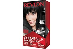 Revlon Colorsilk Beautiful Color Coloration Permanente des Cheveux avec Technologie au Gel 3D et Kératine, Teinture avec Couvrance à 100 % des Cheveux Blancs, 10 Noir