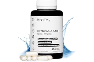 HIVITAL FOODS Hyaluronsäure Kapseln 400 mg | 120 vegane Kapseln (Vorrat für 4 Monate) | Hohe Dosis, Konzentration und Bioverfügbarkeit, die Knorpel, Gelenke, Knochen und Haut gesund hält.