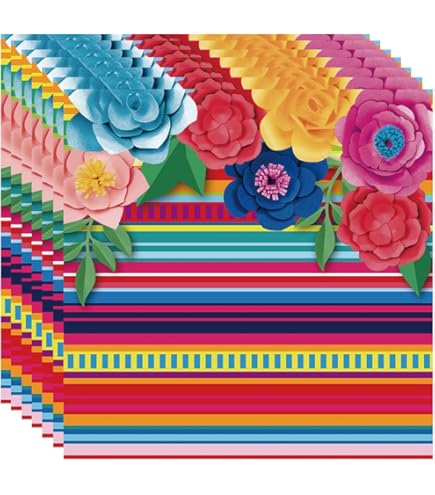 Serviettes En Papier Día De Los Muertos - Lot De 16 | Déco Halloween, Fête Thème Mexicain, Motifs Colorés