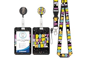 RAINWAY Porta Badge de Collo con Cordino, Portabadge in Plastica con Stampa, ID Badge Lanyard Card Holder, Cavo Staccabile con Clip Retrattile, Protezione Carte per Studenti e Infermiere (Stile 11)