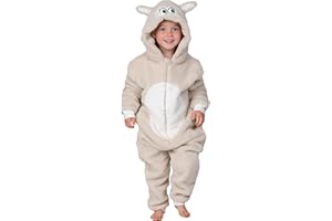 Wunsy Kid's Onesie Fully Super Soft Sheep Lamb All-in-One Fleece Sleepsuit Pyjamas In Boys or Girls Ages 2-13 Years