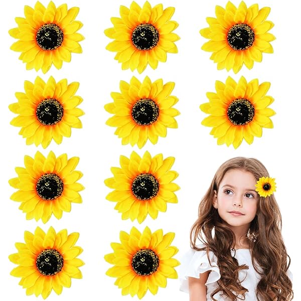 XCSJ Sonnenblumen Haarspangen Set - 15-teilig Mit Haargummis In Orange