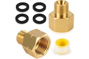 LAIVIYA 2 Stück Gas Adapter Messing LPG Gas Adapter 3/8 Zoll IG x 1/4 Zoll AG lks Gasschlauch Verbinder IG 3/8" x AG 1/4" lks mit Gewindedichtband Dichtring gasherd armaturen Gasadapter für Gasflasche