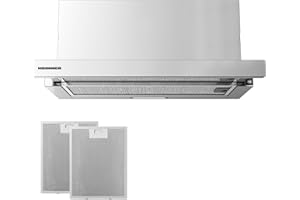 HEINNER HTCH-MD400IX 60 cm Teleskop- / Unterbau-Dunstabzugshaube – 400 m³/h Saugleistung, 2 Geschwindigkeiten, LED-Beleuchtung, 150 mm Abluftrohr, Silber, Waschbare Filter, 5 Jahre Garantie (Silver)