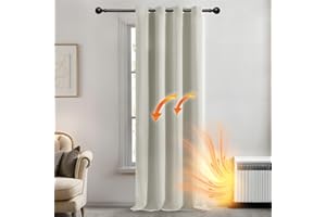 Deconovo Cortinas Dormitorio Salon Opacas Moderna con Ojales, Cortinas Termicas Aislantes Frio y Calor 140x260 cm(Ancho x Alto) Beige Claro, 1 Pieza