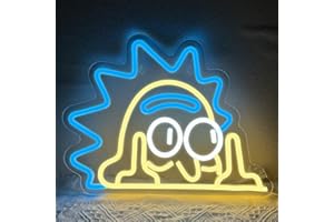 XJNOLGXIQU Anime Rick néon signe Rick LED signe décoration murale USB signe lumineux personnalisé néon salle de jeux décor anniversaire décoration chambre de garçon