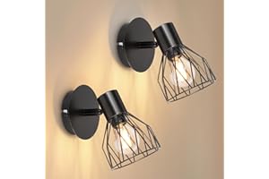 Dehobo E14 wewnętrzne reflektory ścienne, nowoczesny przemysłowy czarny metalowy kinkiet led kinkiet ścienny E14 do salonu reflektor schody żarówka E14 nie wchodzi w skład zestawu maks 40 W 2 sztuki