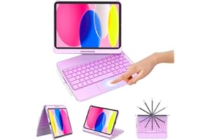 KBCASE Clavier pour iPad 10/11Ème Génération (10.9 Pouces 2022/11 Pouces A16 2025) 360 Flip Clavier sans Fil Bluetooth avec Multi-Touch Trackpad & éclairage Coloré à 7 Couleurs pour iPad 10/11 ème A16